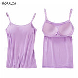 Women Padded Soft Casual Bra Tank Top Women Spaghetti Cami Top Vest Female Camisole With Built In Bra