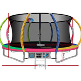 Everfit 14FT Trampoline Round Trampolines With Basketball Hoop Kids Present Gift Enclosure Safety Net Pad Outdoor Multi-coloured - Presidential Brand (R)