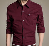 Mens Flip Pocket Button Front Long Sleeve Shirt in Black - Presidential Brand (R)