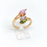 1-3107-h2 Gold Plated Multicolor CZ Ring. - Presidential Brand (R)