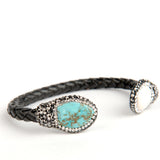 Isis Leather Turquoise and Pearl Bracelet - Presidential Brand (R)
