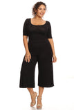 Plus Size Women's Gaucho Pants Knit Capri Culottes Lose Fit 1XL, 2XL, 3XL - Presidential Brand (R)