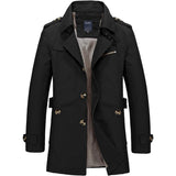 Mens Classic Black Mid Length Trench Coat - Presidential Brand (R)