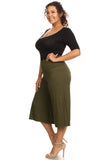 Plus Size Women's Gaucho Pants Knit Capri Culottes Lose Fit 1XL, 2XL, 3XL - Presidential Brand (R)