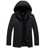 Mens Winter Hooded Military Style Coat in Black - Presidential Brand (R)