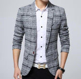 Mens Navy Plaid Blazer - Presidential Brand (R)
