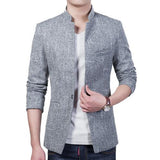 Mens Mandarin Collar Blazer in Darky Gray - Presidential Brand (R)