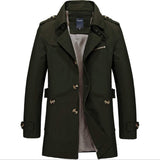 Mens Classic Black Mid Length Trench Coat - Presidential Brand (R)