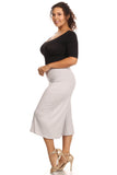 Plus Size Women's Gaucho Pants Knit Capri Culottes Lose Fit 1XL, 2XL, 3XL - Presidential Brand (R)