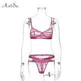 ArtSu 2019 Floral Lace Bra And Panty Set Women Bodycon Intimates Lingerie Set Underwear Set Bralette Lace Brief Set ASSU601662 - Presidential Brand (R)