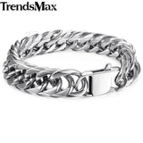 Men's Bracelet Hiphop Cuban Link Chain 316L Stainless Steel Bracelet For Male Jewelry 2018 Gifts Dropshipping 15mm - Presidential Brand (R)