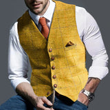 Suit Vest Boutique Wool Tweed Slim Fit Cotton Gentleman Beckham Wedding Groomsmen - Presidential Brand (R)