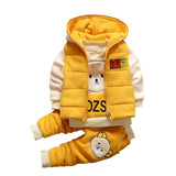 Baby Boys Girls Autumn Warm WaistCoat Sweatshirt Pants 3Pcs Infant Kids Children Sports Suit Toddler - Presidential Brand (R)