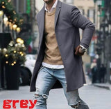 Trench Coat Slim Fit Long Sleeve Cardigans Blend Coat Solid Long Wool Coat - Presidential Brand (R)