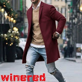 Trench Coat Slim Fit Long Sleeve Cardigans Blend Coat Solid Long Wool Coat - Presidential Brand (R)