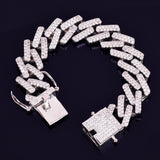 18mm Big Square Cuban Link Bracelet Gold Color Iced Out Cubic Zirconia Style - Presidential Brand (R)