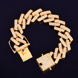18mm Big Square Cuban Link Bracelet Gold Color Iced Out Cubic Zirconia Style - Presidential Brand (R)