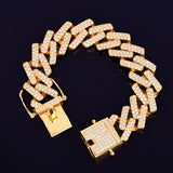 18mm Big Square Cuban Link Bracelet Gold Color Iced Out Cubic Zirconia Style - Presidential Brand (R)