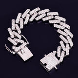 18mm Big Square Cuban Link Bracelet Gold Color Iced Out Cubic Zirconia Style - Presidential Brand (R)