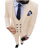 Mens suits Wave point Three Pieces Casual Blazer Vest Pants - Presidential Brand (R)