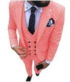 Mens suits Wave point Three Pieces Casual Blazer Vest Pants - Presidential Brand (R)