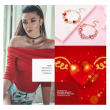 Rose Gold Color Charm Link Chain Bracelets with Fashion Heart Shaped Crystal from Swarovski Women Bracelet Gift Jewelry - Presidential Brand (R)