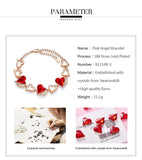 Rose Gold Color Charm Link Chain Bracelets with Fashion Heart Shaped Crystal from Swarovski Women Bracelet Gift Jewelry - Presidential Brand (R)