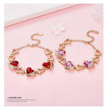 Rose Gold Color Charm Link Chain Bracelets with Fashion Heart Shaped Crystal from Swarovski Women Bracelet Gift Jewelry - Presidential Brand (R)