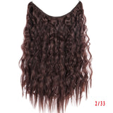 Allaosify 24" Invisible Wire No Clips In Hair Extensions Secret Fish Line Hairpieces Synthetic Straight Wavy Hair Extensions - Presidential Brand (R)