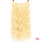 Allaosify 24" Invisible Wire No Clips In Hair Extensions Secret Fish Line Hairpieces Synthetic Straight Wavy Hair Extensions - Presidential Brand (R)
