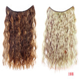 Allaosify 24" Invisible Wire No Clips In Hair Extensions Secret Fish Line Hairpieces Synthetic Straight Wavy Hair Extensions - Presidential Brand (R)