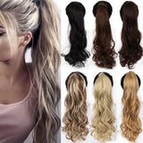 Hair Extension Heat Resistant Synthetic Natural Wave Pony Tail WTB 22" Long Wavy Wrap Around Clip In Ponytail - Presidential Brand (R)