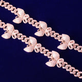 10mm Pink Miami Cuban Link Bracelet With Butterfly Bling Women Jewelry AAAA Zircon Hip Hop Chain - Presidential Brand (R)