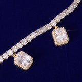 Tennis Chain With White Zircon Pendant Gold Color Charm Women Necklace Link Men's Hip Hop Jewelry adjustable - Presidential Brand (R)