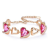 Rose Gold Color Charm Link Chain Bracelets with Fashion Heart Shaped Crystal from Swarovski Women Bracelet Gift Jewelry - Presidential Brand (R)