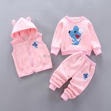 Baby Boys Girls Autumn Warm WaistCoat Sweatshirt Pants 3Pcs Infant Kids Children Sports Suit Toddler - Presidential Brand (R)