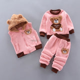 Baby Boys Girls Autumn Warm WaistCoat Sweatshirt Pants 3Pcs Infant Kids Children Sports Suit Toddler - Presidential Brand (R)