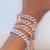 Cuban Link Butterfly Bracelet Gold Iced Out Crystal Rhinestone Bracelets - Presidential Brand (R)