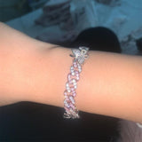 Cuban Link Butterfly Bracelet Gold Iced Out Crystal Rhinestone Bracelets - Presidential Brand (R)