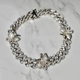 Cuban Link Butterfly Bracelet Gold Iced Out Crystal Rhinestone Bracelets - Presidential Brand (R)