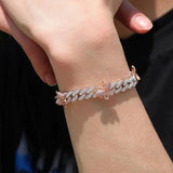 Cuban Link Butterfly Bracelet Gold Iced Out Crystal Rhinestone Bracelets - Presidential Brand (R)