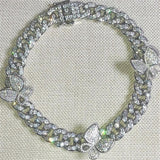 Cuban Link Butterfly Bracelet Gold Iced Out Crystal Rhinestone Bracelets - Presidential Brand (R)