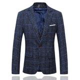 3 Pieces Suits Men British New Style Designs Royal Blue Mens Slim Fit Plaid Dress Tuxedo | shoppresidential.com - Presidential Brand (R)