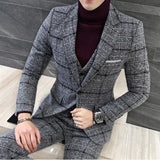 3 Pieces Suits Men British New Style Designs Royal Blue Mens Slim Fit Plaid Dress Tuxedo | shoppresidential.com - Presidential Brand (R)