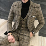 3 Pieces Suits Men British New Style Designs Royal Blue Mens Slim Fit Plaid Dress Tuxedo | shoppresidential.com - Presidential Brand (R)