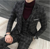 3 Pieces Suits Men British New Style Designs Royal Blue Mens Slim Fit Plaid Dress Tuxedo | shoppresidential.com - Presidential Brand (R)