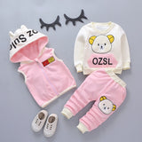 Baby Boys Girls Autumn Warm WaistCoat Sweatshirt Pants 3Pcs Infant Kids Children Sports Suit Toddler - Presidential Brand (R)