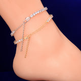 4mm 1 Row Tennis Chain Anklets Feet Link 7"~10" Adjustable - Presidential Brand (R)
