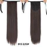 Long Straight Clip In Tail False Hair Ponytail Hairpiece With Hairpins Synthetic Pony Tail Extensions Black Brown Headwear - Presidential Brand (R)