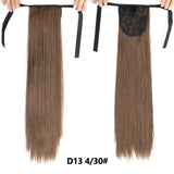 Long Straight Clip In Tail False Hair Ponytail Hairpiece With Hairpins Synthetic Pony Tail Extensions Black Brown Headwear - Presidential Brand (R)